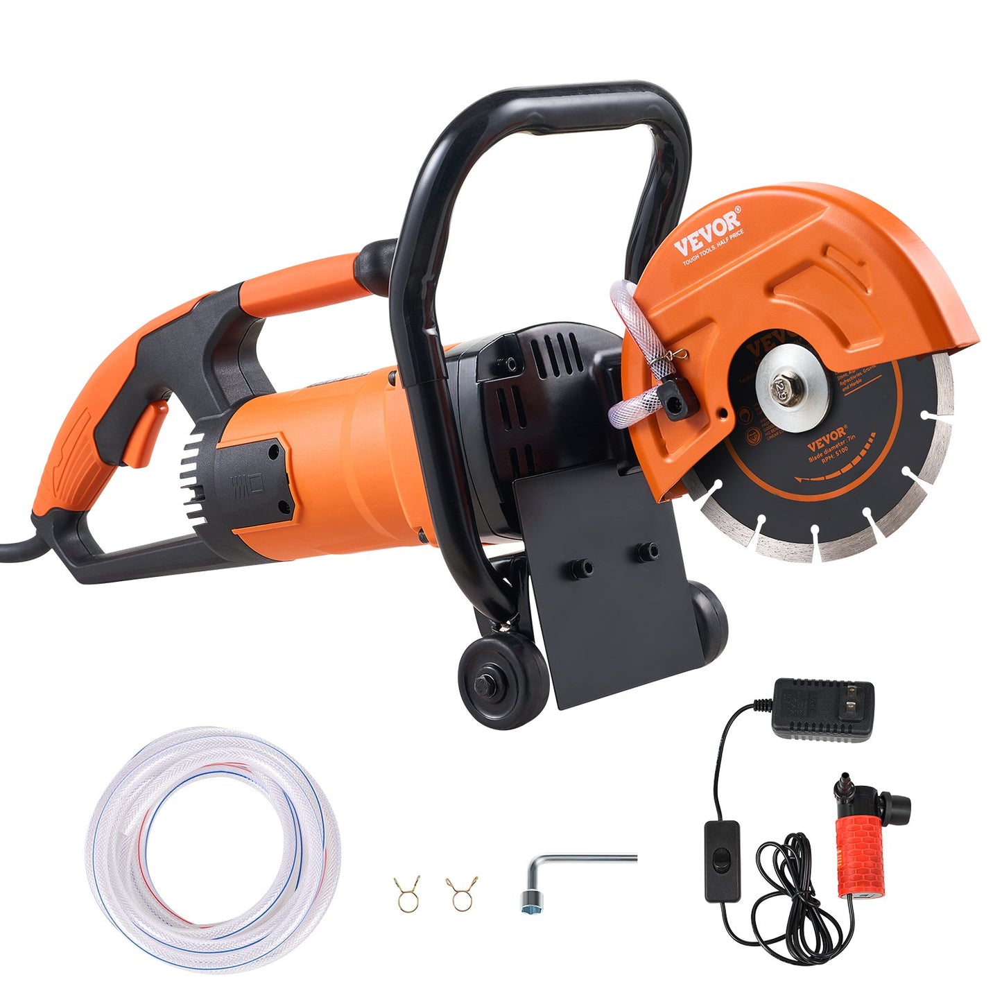 7'' elektrisk betongsåg våt/torrsågskärare med vattenpump och blad