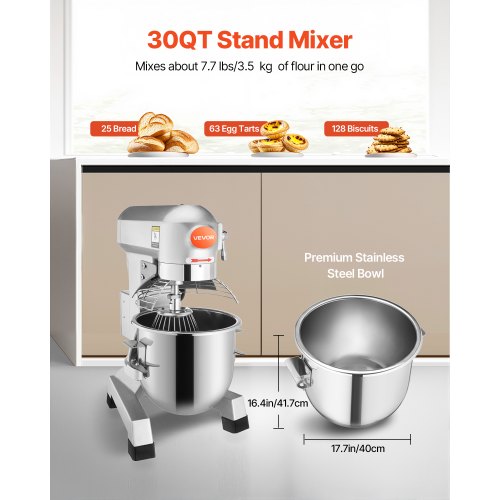 Elektrisk Matberedare 30L Matberedare 1100W Elektrisk Degblandare 220V Justerbar Kommersiell Mixer Kvarn Kommersiell Stand Mixer för Kök Kommersiellt Bruk |  EU