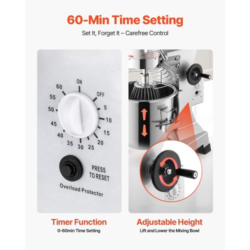 Elektrisk Matberedare 30L Matberedare 1100W Elektrisk Degblandare 220V Justerbar Kommersiell Mixer Kvarn Kommersiell Stand Mixer för Kök Kommersiellt Bruk |  EU