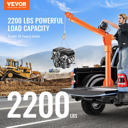 Elektrisk pickup kran lyftkran 2200 lbs 360° svängbar hisslyft
