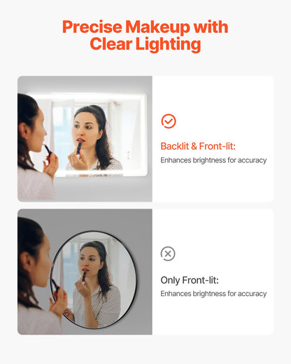 LED bathroom mirror 3 color anti-fog Wall mounted makeup mirror 70 x 100 cm