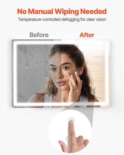 LED bathroom mirror 3 color anti-fog Wall mounted makeup mirror 70 x 100 cm