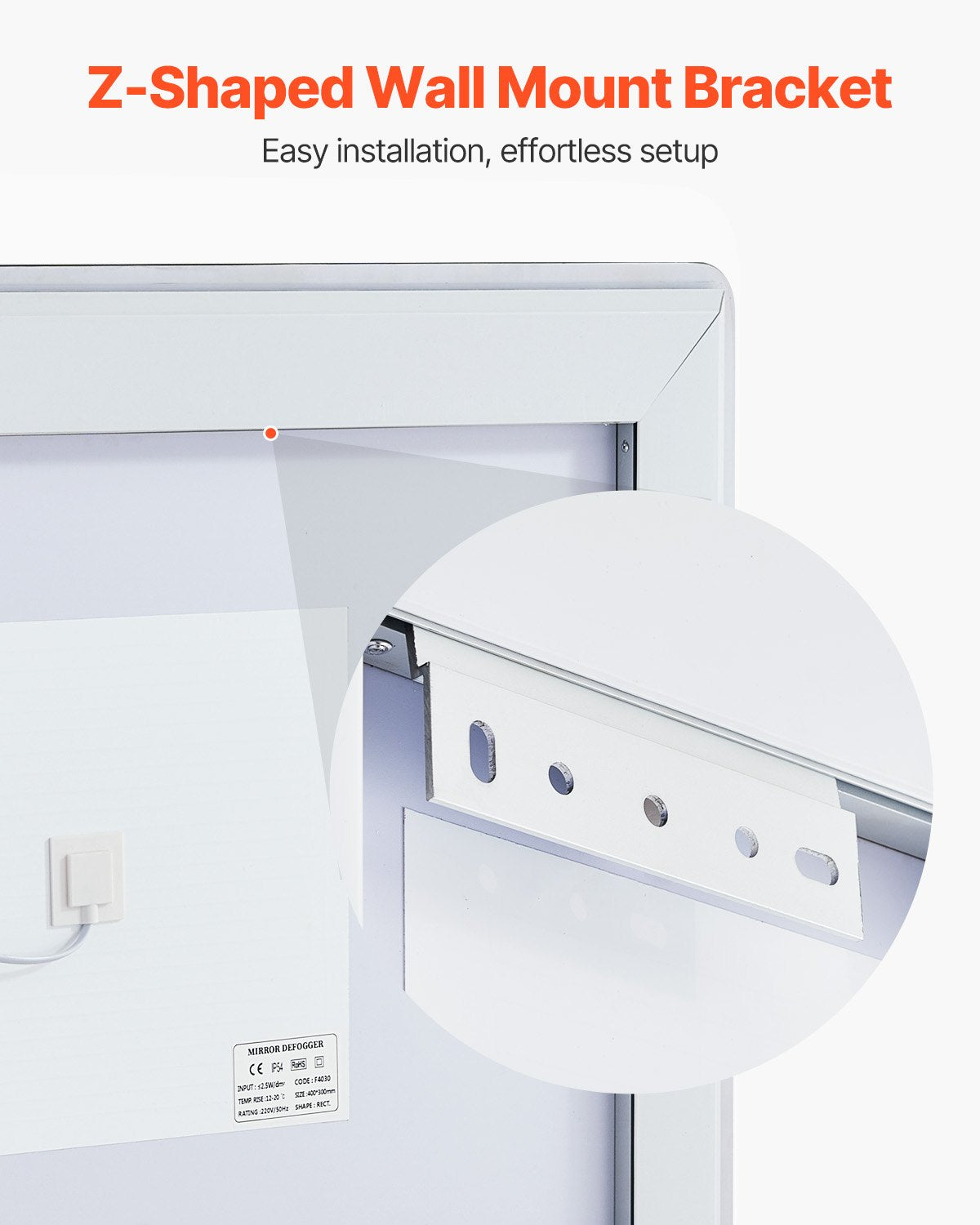 LED bathroom mirror 3 color anti-fog Wall mounted makeup mirror 70 x 100 cm