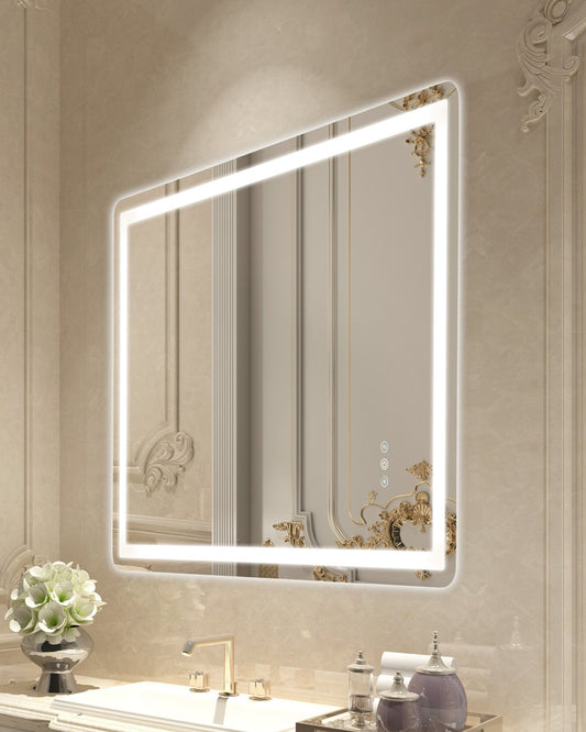 LED bathroom mirror 3 color anti-fog Wall mounted makeup mirror 70 x 100 cm