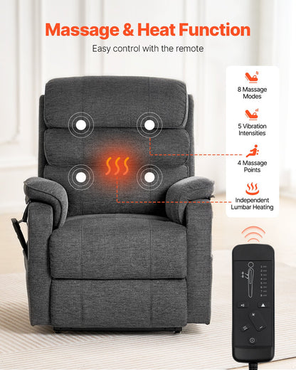 Power Lift Liggstol för äldre Heat and Massage Electric Recliner M