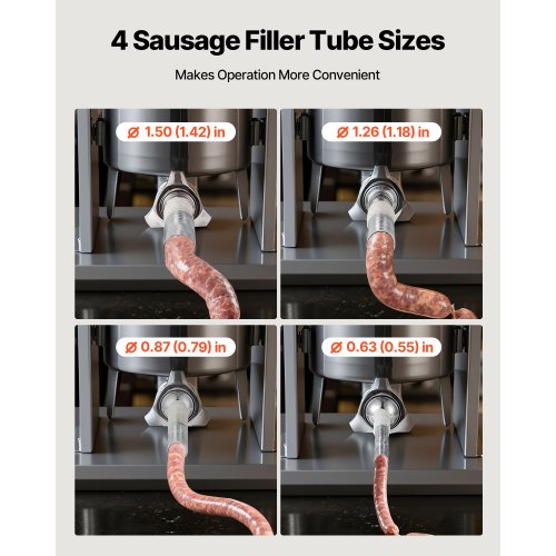 Elektrisk Korvfyllare, 12 L Vertikal Köttfyllare, Steglös Hastighetskontroll och Fotpedal, Robust Korvfyllare i Rostfritt Stål med 4 Fyllningsrör, För Kommersiellt & Hembruk |  EU
