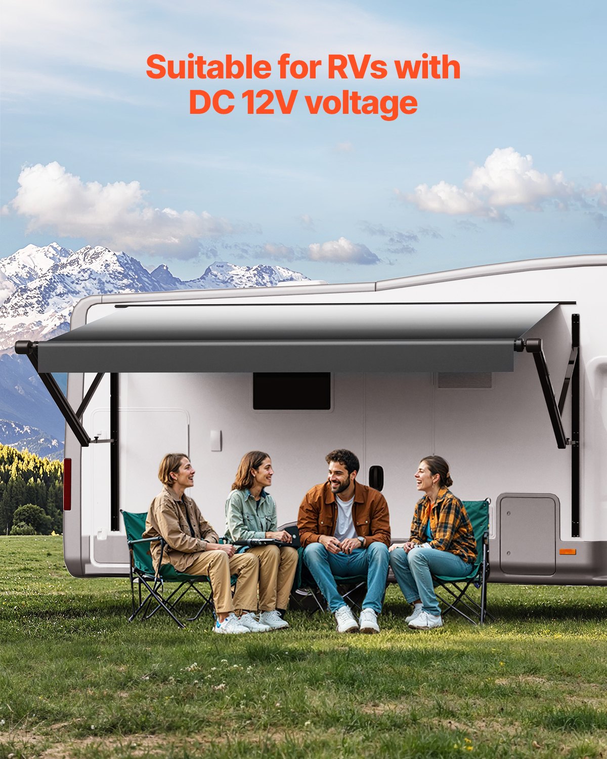 10' RV Replacement Awning Electric Trailer Awning for Most DC12V RVs