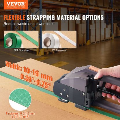 Automatic electric strapping machine for PP/PET 0.39"-0.75" strap