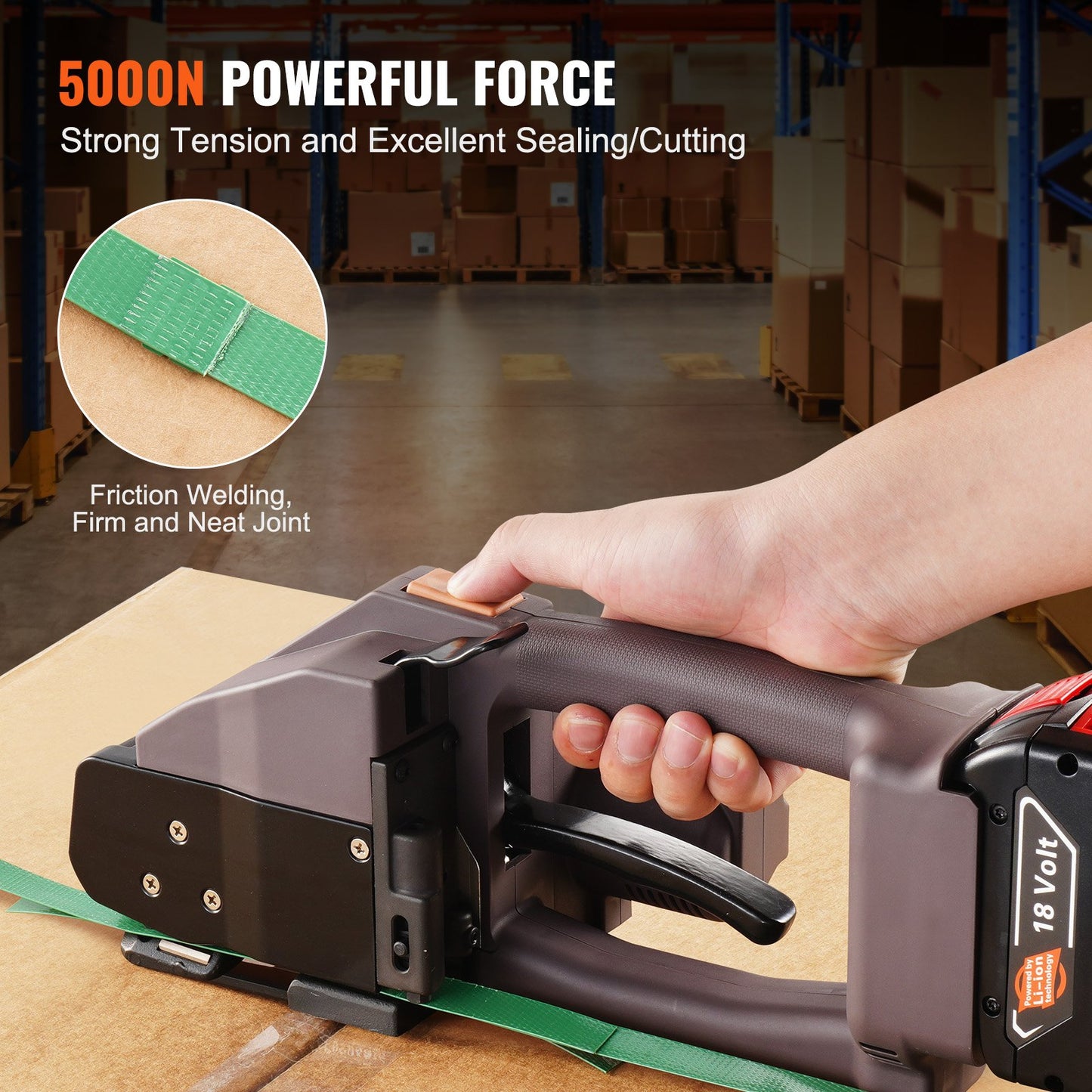 Automatic electric strapping machine for PP/PET 0.39"-0.75" strap
