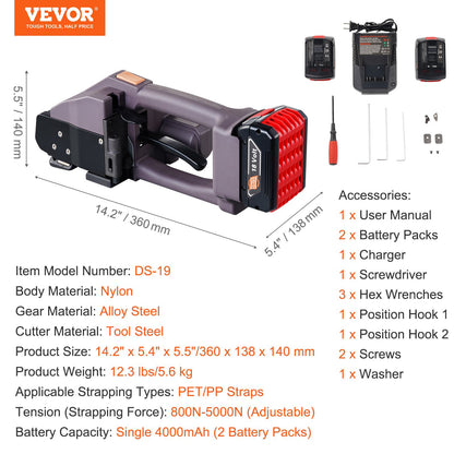 Automatic electric strapping machine for PP/PET 0.39"-0.75" strap