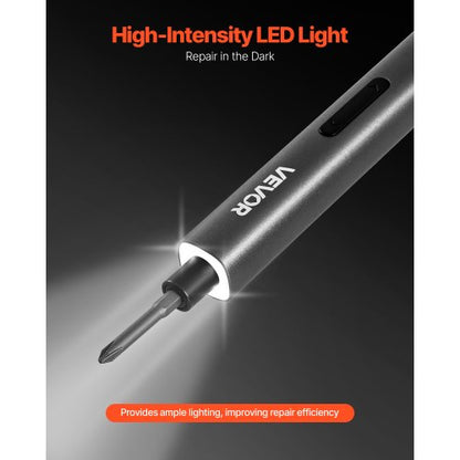 elektrisk precisionsskruvmejselsats, 52 magnetiska bits, mini elektrisk skruvmejsel med magnetisk förvaringslåda, S2-stålbits, LED-lampa, typ-C-laddning, för reparation av telefoner, bärbara datorer och elektronik |  EU