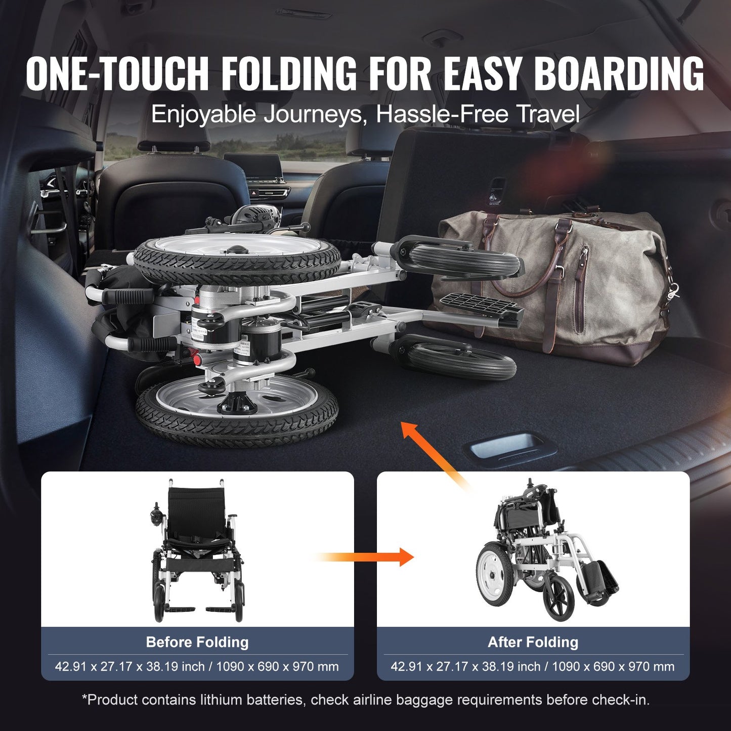 Intelligent Folding Electric Wheelchair Motorized Power Chair 265 lbs