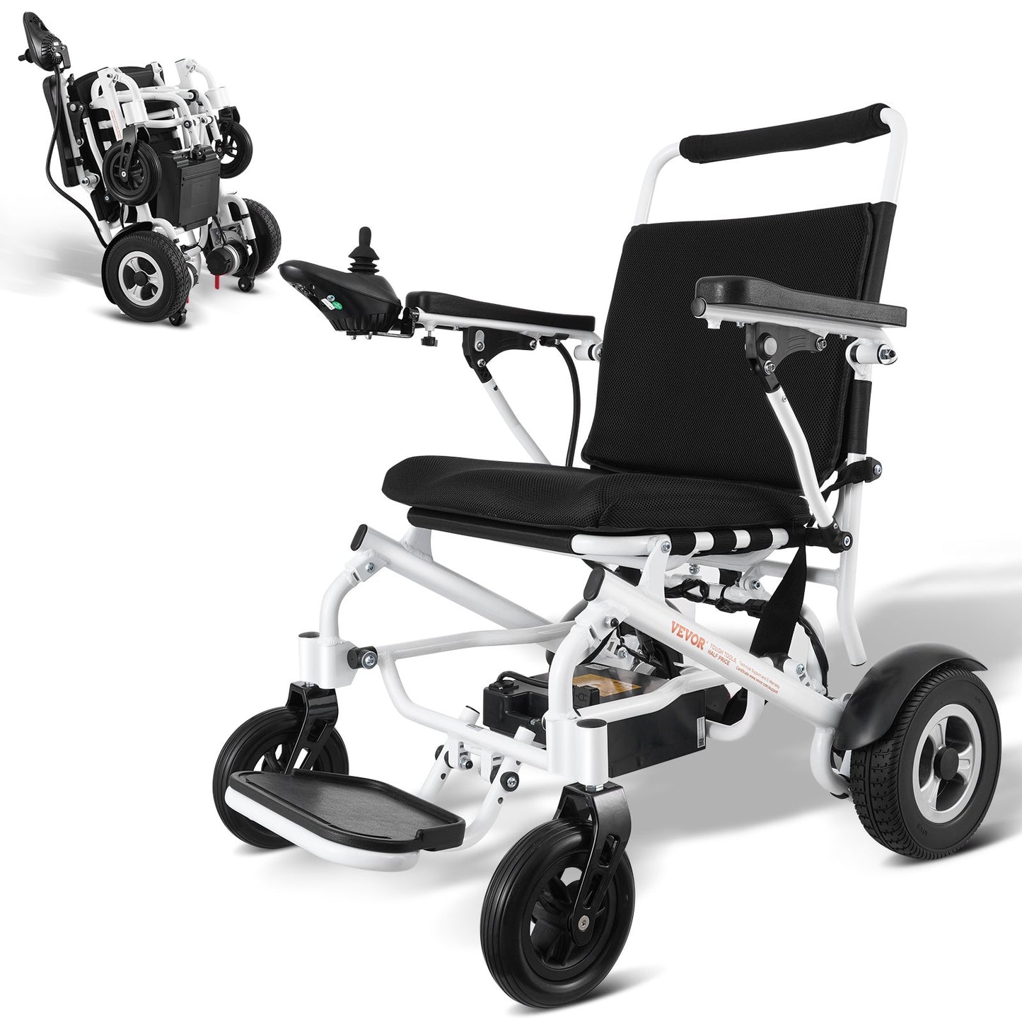 Hopfällbar elektrisk rullstol Motoriserad elrullstol 300 lbs 20 i brett säte