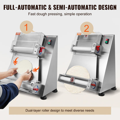 15 tums Pizzadeg Roller Sheeter Automatisk kommersiell pizzadegpress