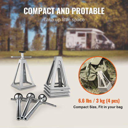 RV Stabilizer Jacks, 4-Pack Aluminum Leveling Jacks for Motorhomes, RV Stacking Jacks for Motorhomes, Single Screw Support Up to 6000 Pounds, Adjustable from 11" to 17"