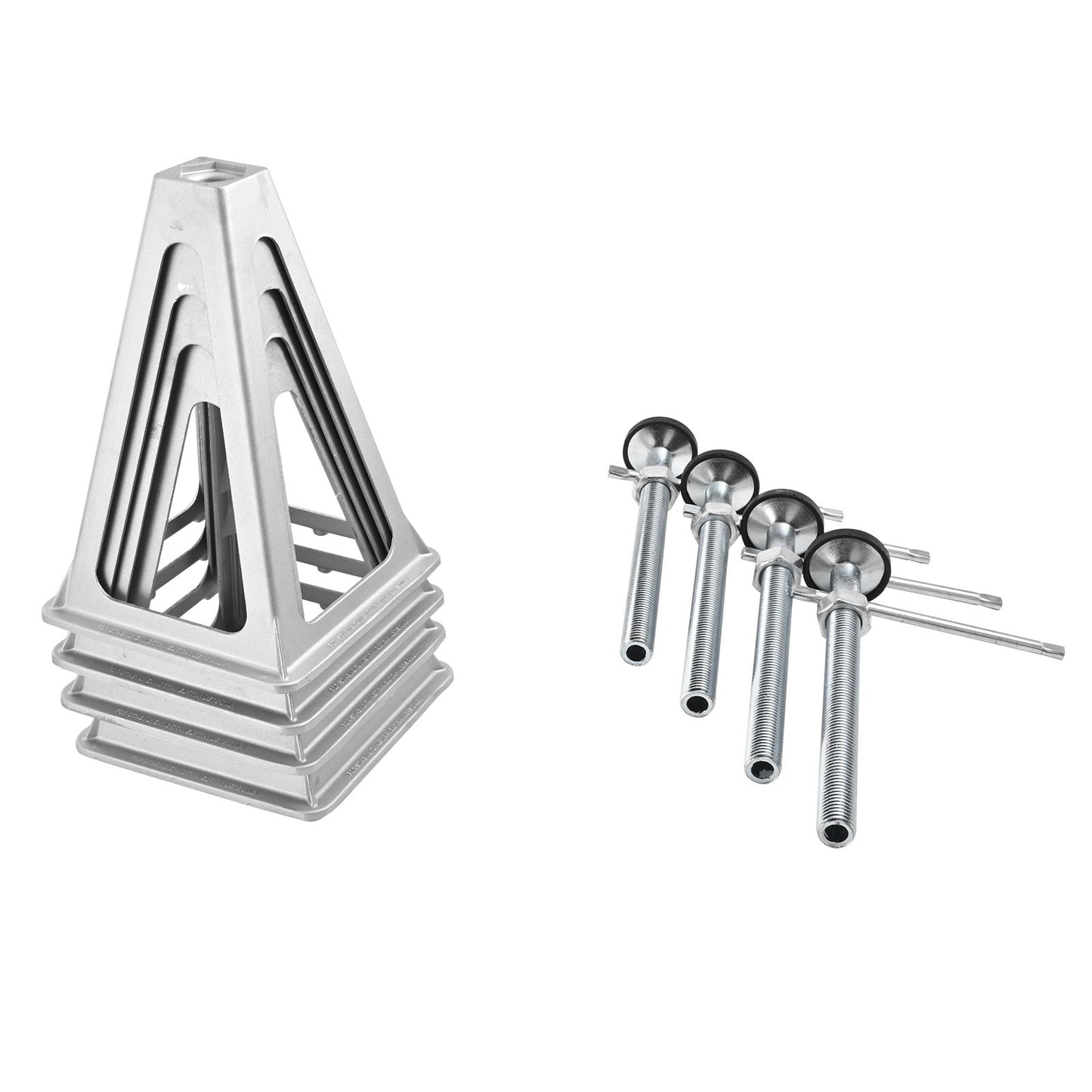 RV Stabilizer Jacks, 4-Pack Aluminum Leveling Jacks for Motorhomes, RV Stacking Jacks for Motorhomes, Single Screw Support Up to 6000 Pounds, Adjustable from 11" to 17"