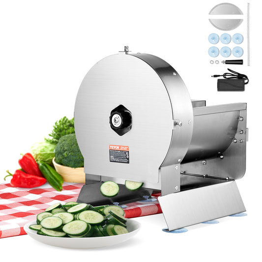 Electric Vegetable Cutter, 0-0.5"/0-12mm Adjustable Commercial Cutting Machine, Convertible to Manual, Stainless Steel Food Cutter, for Potato, Lemon, Tomato, Apple