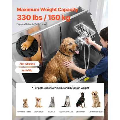 127 cm elektriskt hundtrimbadkar i rostfritt stål med vattenfilter |  EU