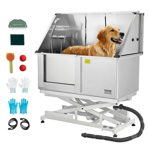 127 cm elektriskt hundtrimbadkar i rostfritt stål med vattenfilter vänster |  EU