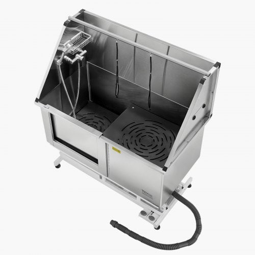 127 cm elektriskt hundtrimbadkar i rostfritt stål med vattenfilter vänster |  EU