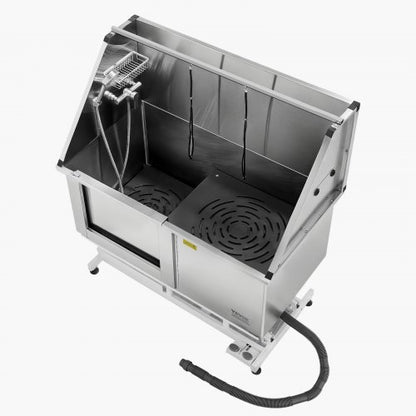 127 cm elektriskt hundtrimbadkar i rostfritt stål med vattenfilter vänster |  EU