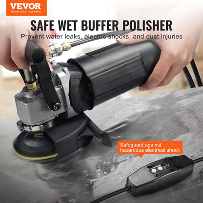 Wet Stone Polermaskin 4-tums elektrisk granitpolerare med 6 hastigheter och 7 pads