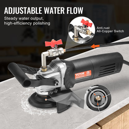 Wet Stone Polermaskin 4-tums elektrisk granitpolerare med 6 hastigheter och 7 pads