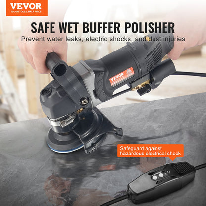 Wet Stone Polisher 4-inch 800W Electric Concrete Polisher 6 Speeds 7 Pads