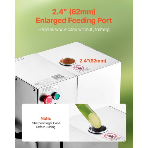 800W Kommersiell Elektrisk Sockerrörsjuicer 661LBS/H 4 Valsar 2,4" Inlopp