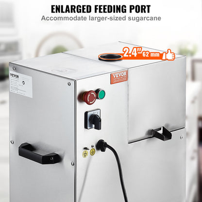 800W elektrisk sockerrörsjuicer 661LBS/H Utgång 4 rullar 2,4" stort inlopp