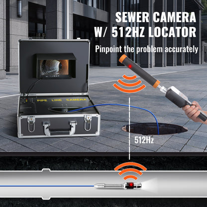 Sewer Camera Pipe Inspection Camera 7" 1000TVL Camera 100ft with Locator 512Hz