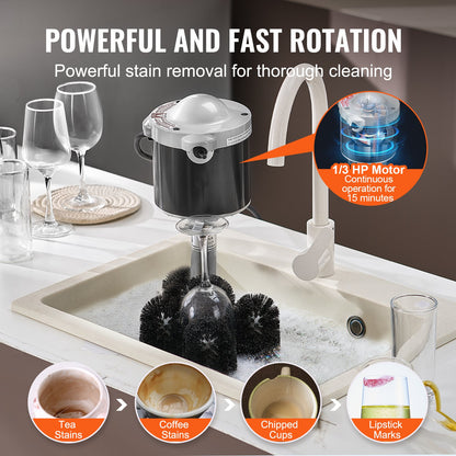 Electric glass washer 5-brushes Glass cleaner 600 cups/h for wine glasses