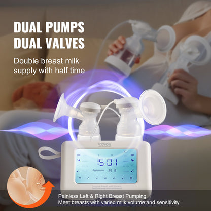 Elektrische Milchpumpe, einfach/doppelt verstellbar, 4 Positionen und 9/15 Stufen, 300 mmHg