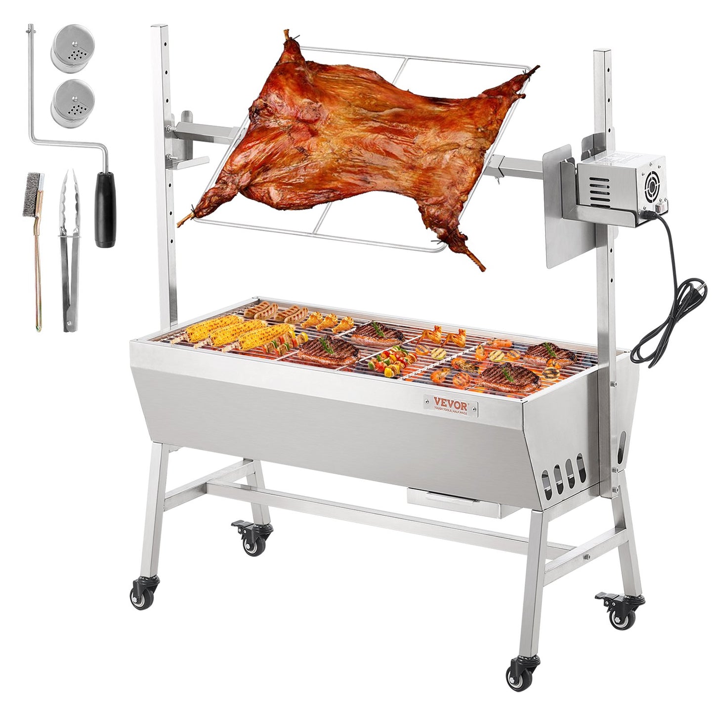 Roaster Spit Rotisserie BBQ Grill Pig Lamb Chicken Roast 42W 135 lbs