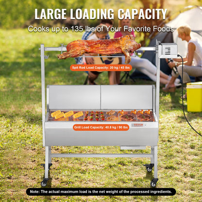 Roaster Spit Rotisserie BBQ Grill Gris Lamm Kyckling Stek 42W 135LBS