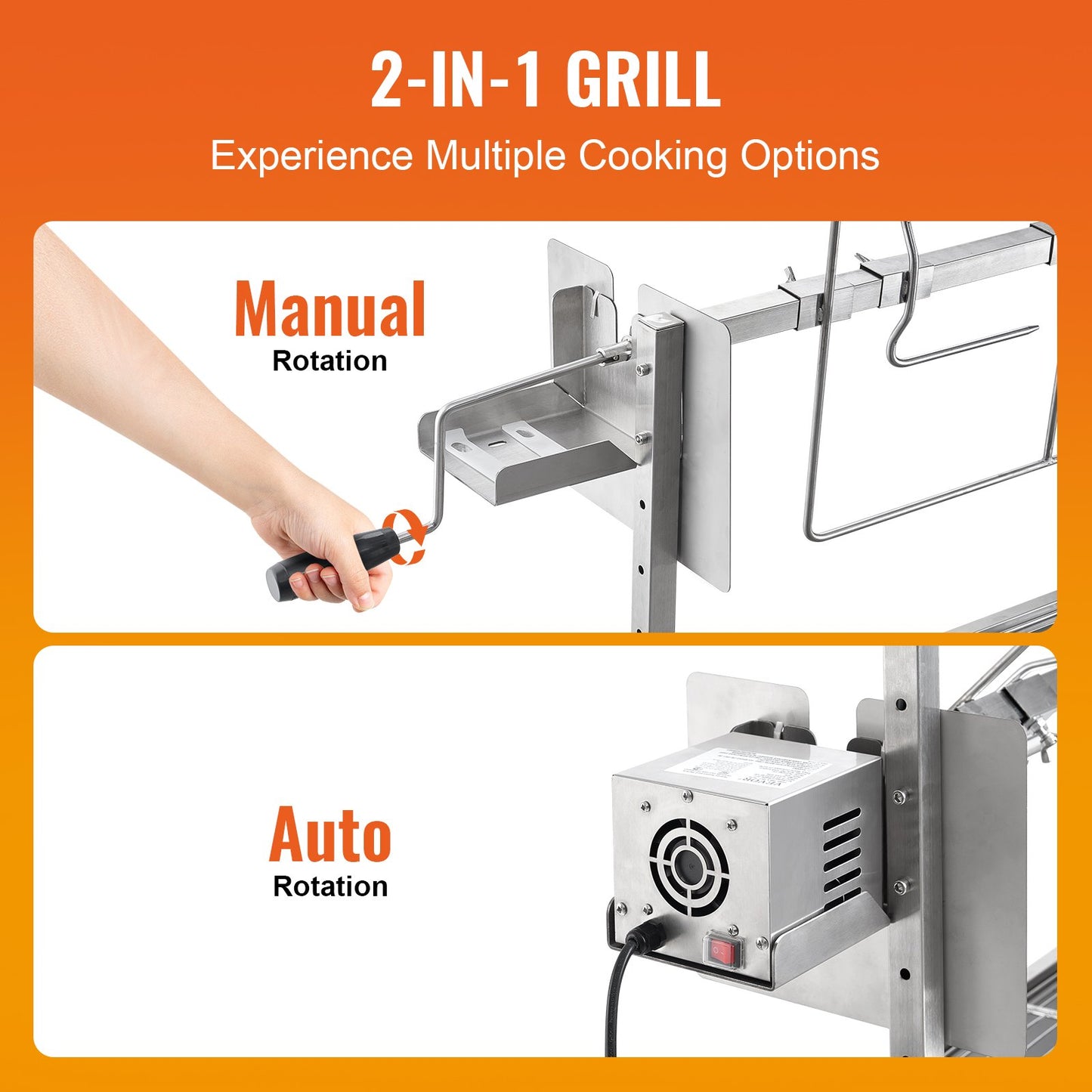 Roaster Spit Rotisserie BBQ Grill Gris Lamm Kyckling Stek 42W 135LBS