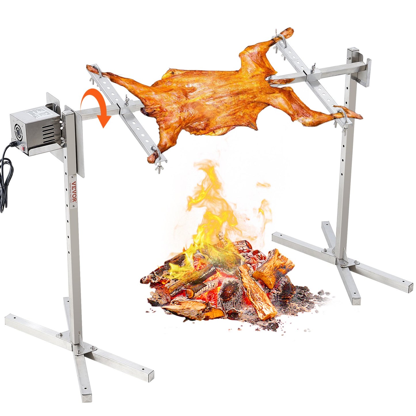 46" Electric BBQ Rotisserie Grill Kit Stainless Steel Grill 90lb Pork Lamb