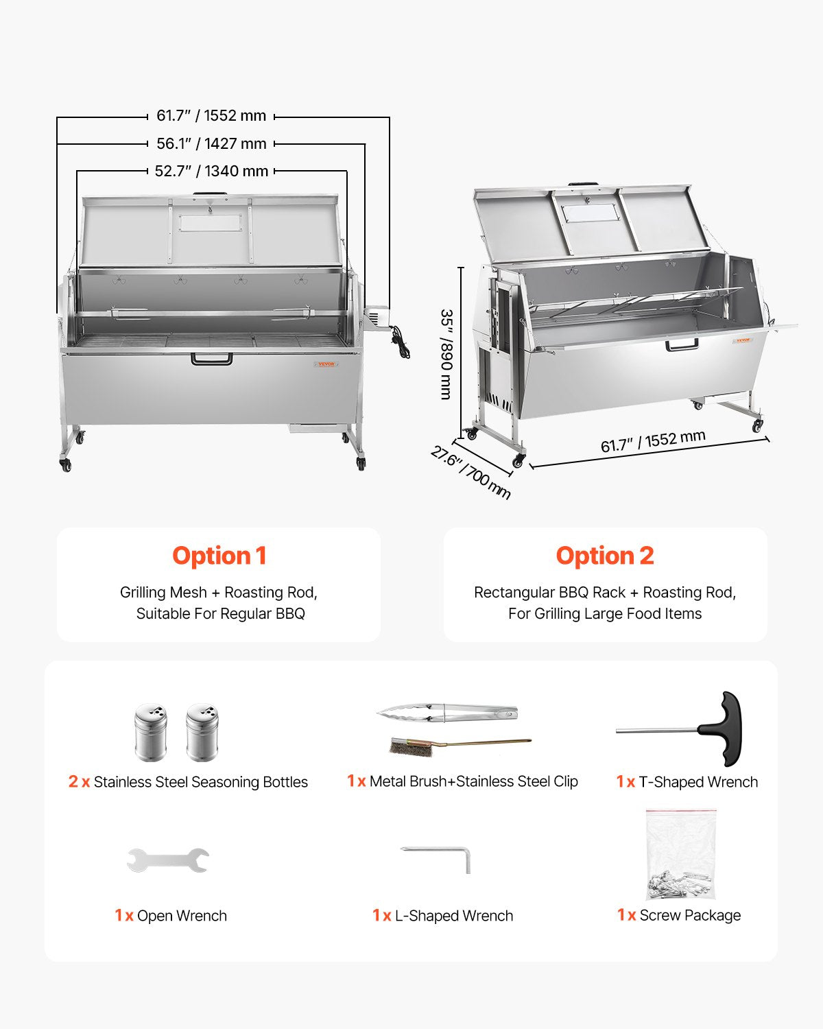 Roaster Spit Rotisserie BBQ Grill Pig Lamb Chicken Roaster 60W 286 LBS