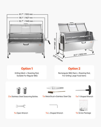 Roaster Spit Rotisserie BBQ Grill Pig Lamb Chicken Roaster 60W 286 LBS