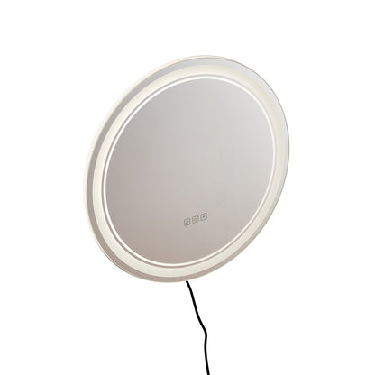 LED bathroom mirror 3 color anti-fog Wall mounted round makeup mirror 60cm