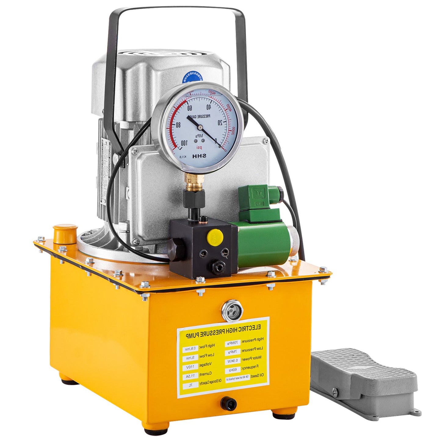 10152 PSI Hydraulische Elektrische Pumpe 750W Einfachwirkend 220V Magnetpedal 7L Hydraulische Power Pack Zylinder