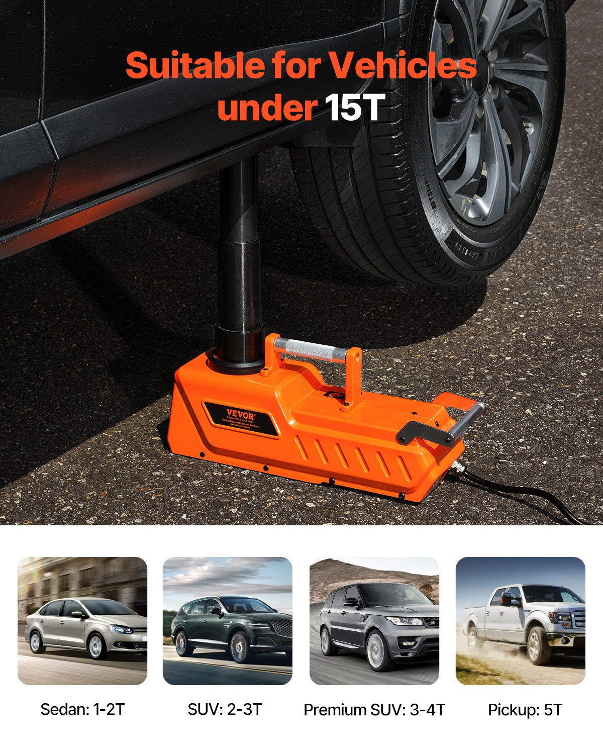 Elbiluttag 15 ton /33000 lbs Portabelt uttagssats med LED-ljus
