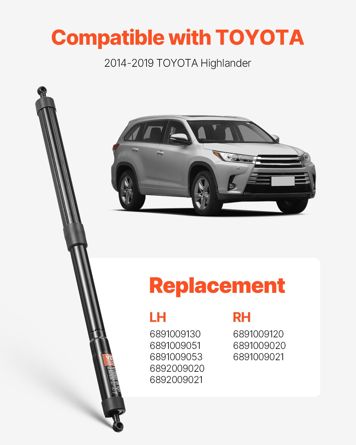 2PCS bakre Liftgate Power Struts Kompatibel med 2014-2019 Highlander