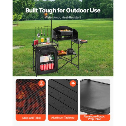 Camping Kitchen Table Portable Outdoor Cook Station Storage Aluminum | EU