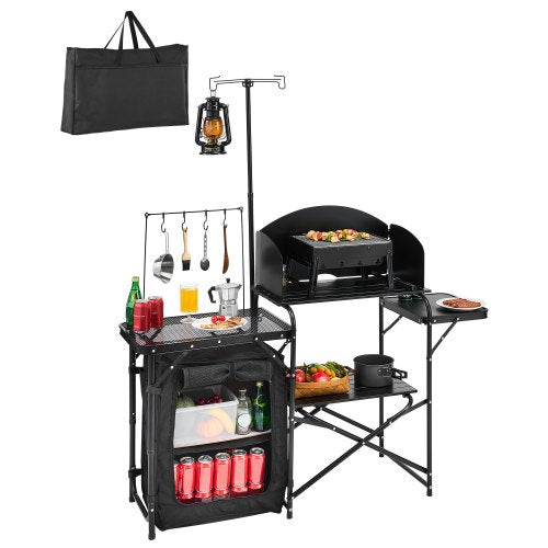 Camping Kitchen Table Portable Outdoor Cook Station Storage Aluminum | EU