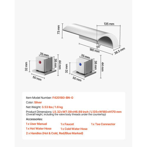 romersk badkarsblandare, badkarsblandare med 3 hål och vattenfall, romerskt badkarsblandareset med 2 handtag, badkarsblandare för däckmontering för husdjurstvätt, babyvård, vuxenbad, silver, dubbelt vattenflöde |  EU