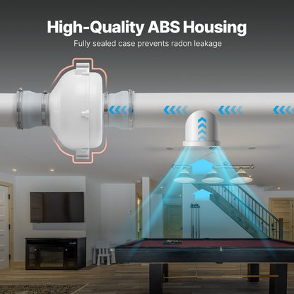4" to 4.5" Radon Mitigation Fan System Quiet 190CFM Inline Duct Waterproof