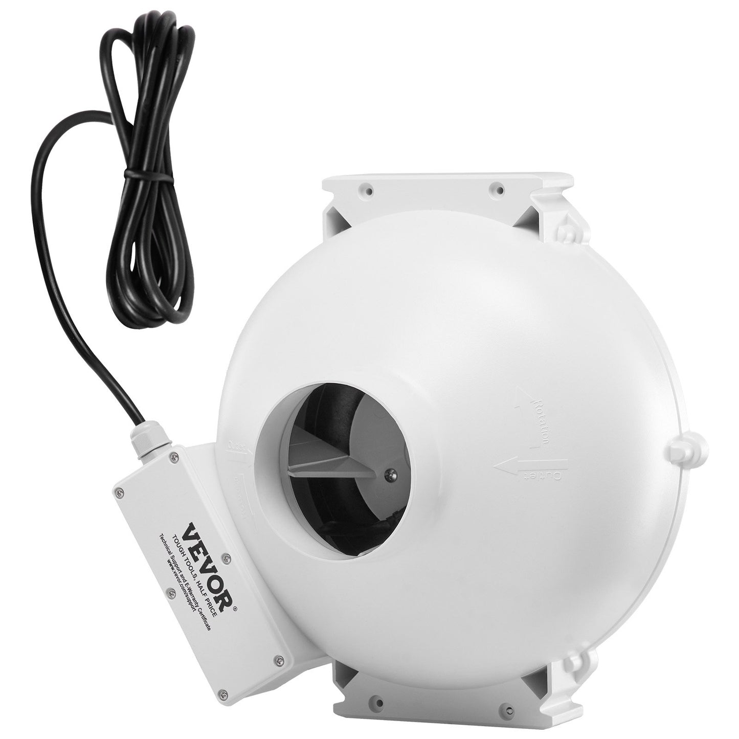 4" to 4.5" Radon Mitigation Fan System Quiet 260CFM Inline Duct Waterproof