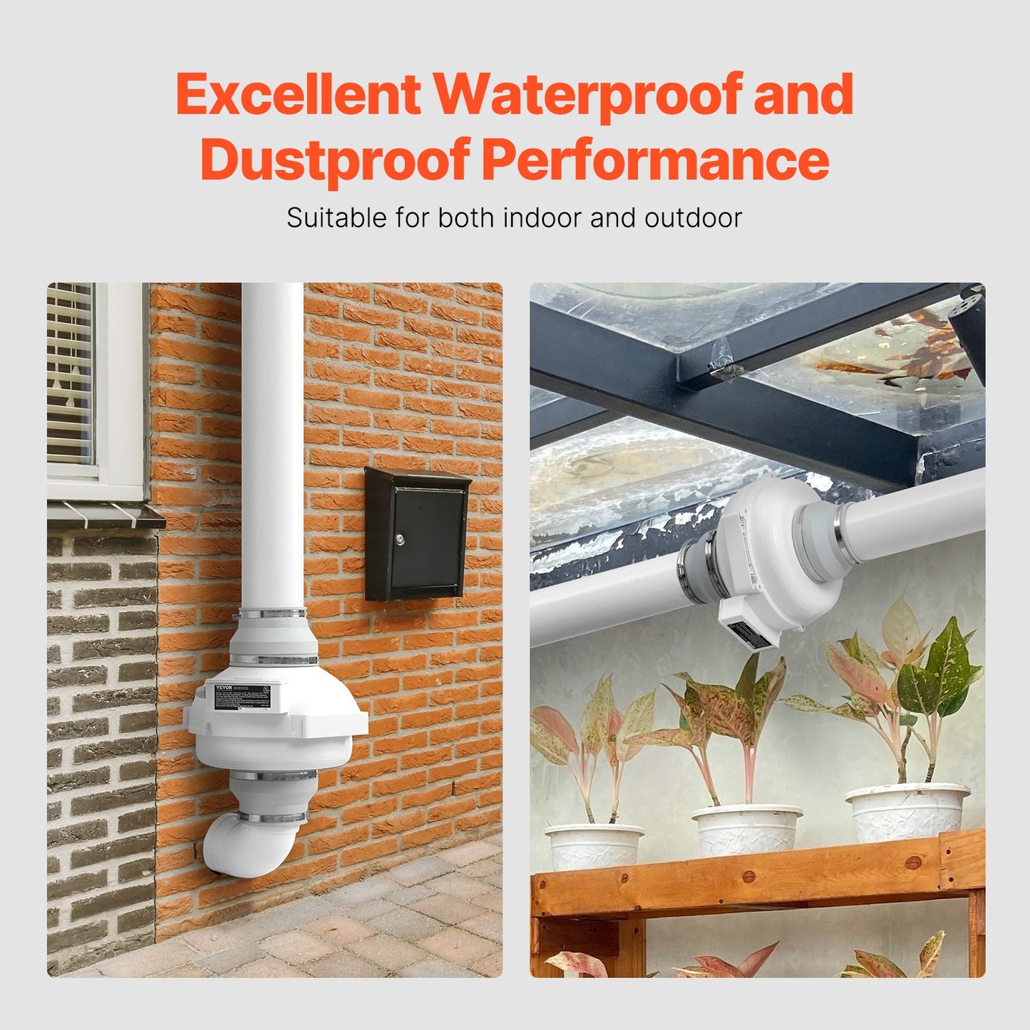 4" to 4.5" Radon Mitigation Fan System Quiet 380CFM Inline Duct Waterproof