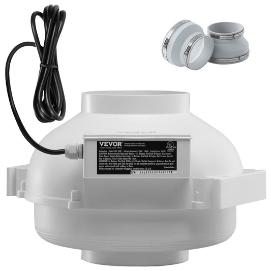 4" to 4.5" Radon Mitigation Fan System Quiet 380CFM Inline Duct Waterproof